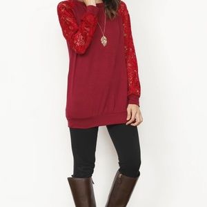 Red lace Elogés Tunic Top Small